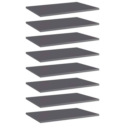 VidaXL Wandschappen 8 st 60x40x1,5 cm bewerkt hout hoogglans grijs