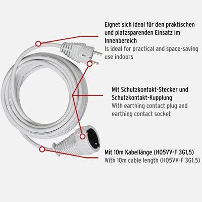 Brennenstuhl Kwaliteits kunststof verlengsnoer 5m wit H05VV-F 3G1,5 - 1168440 - thumbnail