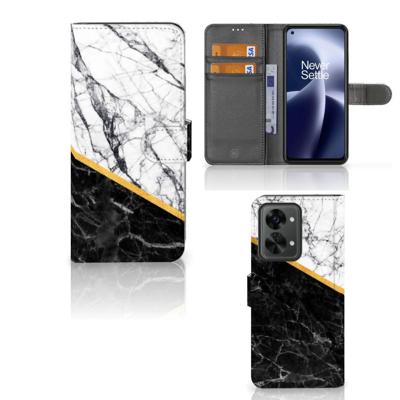 OnePlus Nord 2T | Bookcase | Marmer Wit Zwart - Origineel Cadeau Man