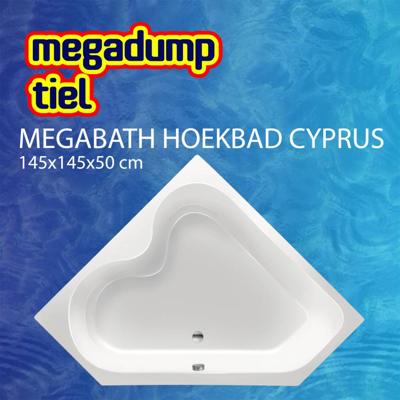 Hoekbad Xenz Cyprus | Inbouw | 145x145 cm | Incl.Badafvoer | Met overloop | Acryl | Glans wit