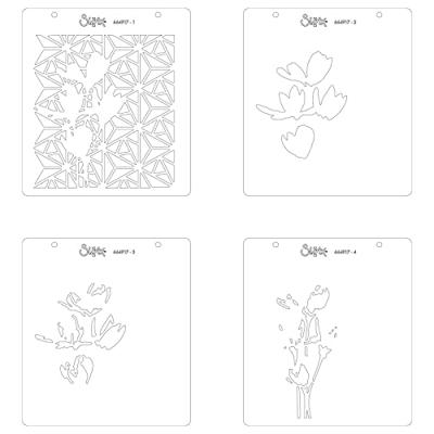 Sizzix • layered stencils geo flowers 4stuks