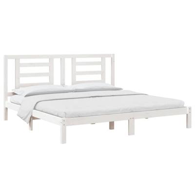 Bedframe zonder matras massief grenenhout wit 200x200 cm