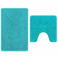 VidaXL Antislip badmat set 2 pcs turquoise pp - thumbnail
