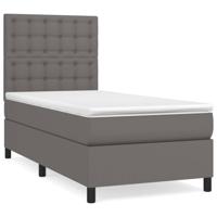Boxspring met matras kunstleer grijs 100x200 cm - thumbnail