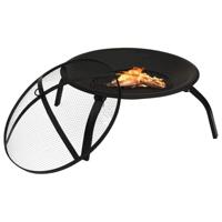 Vuurplaats en barbecue 2-in-1 met pook 56x56x49 cm staal - thumbnail
