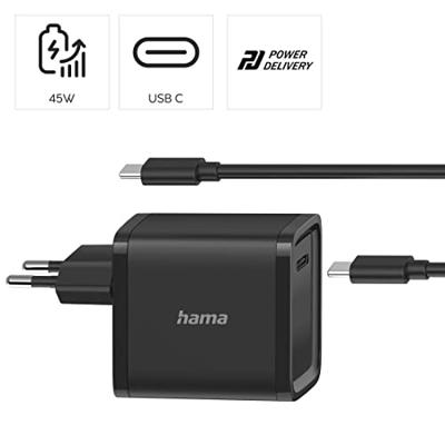 Hama UNIVERSELE USB-C-NOTEBOOK-NETADAPTER, POWER DELIVERY (PD), 5-20V/45W Voeding Zwart - thumbnail