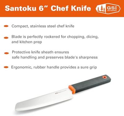 GSI Outdoors Santoku 6" Paring Bestek Grijs/Oranje - thumbnail