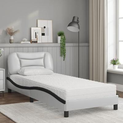 Bed met matras "Hvar" kunstleer zwart en wit 80x200 cm