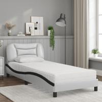Bed met matras "Hvar" kunstleer zwart en wit 80x200 cm - thumbnail