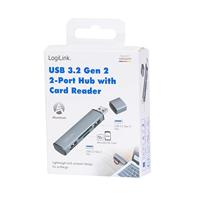 LogiLink UA0394 USB 3.2 Gen 2-hub Met aluminium behuizing, Met ingebouwde SD-kaartlezer, Met status-LEDs Space grijs - thumbnail
