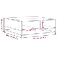 Salontafel 60,5x60,5x30 cm bewerkt hout en metaal bruin eiken - thumbnail