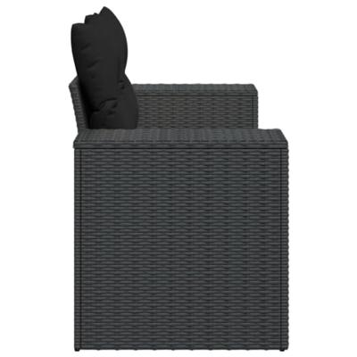 Tuinbank 2-zits met kussens poly rattan zwart Tuinbank 2-zits met kussens poly rattan zwart