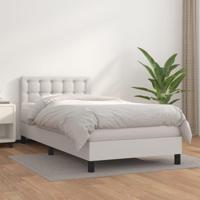 Boxspring met matras kunstleer wit 100x200 cm - thumbnail