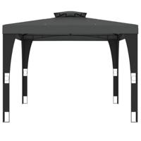 Prieel met dubbel dak 2,98x2,98 m staal antracietkleurig - thumbnail