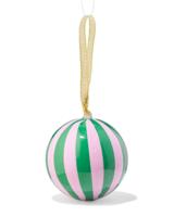 HEMA Kerstbal 6cm papier brede strepen lila-groen (multi) - thumbnail