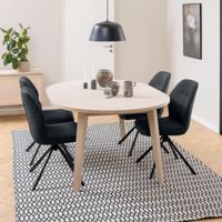 Bendt Uitschuifbare Ronde Eettafel 'Mads' Eiken whitewash, 120-220 x 120cm - thumbnail