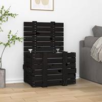 VidaXL Opbergbox 58x40,5x42 cm massief grenenhout zwart - thumbnail