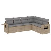 6-delige Loungeset met kussens poly rattan beige - thumbnail