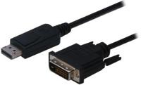 Digitus AK-340301-010-S DisplayPort-kabel DisplayPort / DVI Adapterkabel DisplayPort-stekker, DVI-D 24+1-polige stekker 1.00 m Zwart Schroefbaar - thumbnail