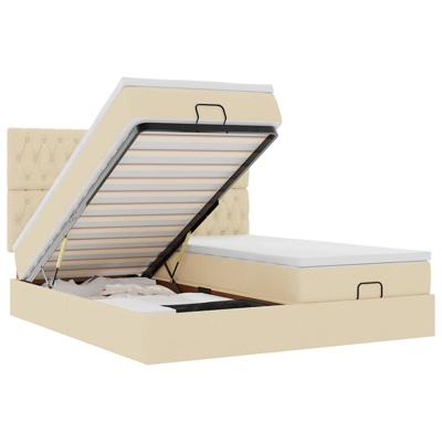 Ottoman bed met matrassen 180x200cm stof crèmekleurig