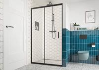 Saqu Sturdy schuifdeur met omkeerbare draairichting incl. antikalk 100x200cm mat zwart - thumbnail