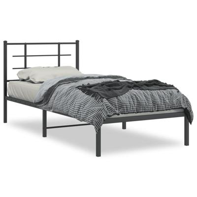 Bedframe met hoofdbord metaal zwart 90x200 cm Bedframe met hoofdbord metaal zwart 90x200 cm