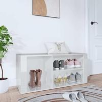 VidaXL Schoenenkast 100x35x45 cm bewerkt hout hoogglans wit - thumbnail