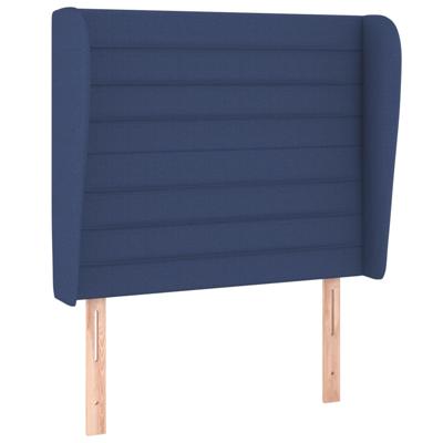 Hoofdbord met randen 103x23x118/128 cm stof blauw