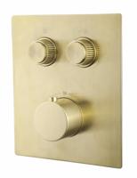 Wiesbaden Caral Klik Pro afbouwdeel inbouwthermostaat 2 weg geborsteld messing - thumbnail