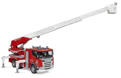 Bruder 03591 Scania Super 560R Brandweerwagen + Draaitafelladder + Waterpomp + Licht en Geluid - thumbnail