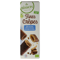 Bisson Krokante wafelrolletjes met melkchocolade bio 90 Gram - thumbnail