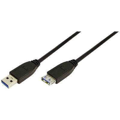 LogiLink CU0042 USB-kabel USB 3.2 Gen1 USB-A stekker, USB-A bus 2.00 m Zwart