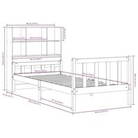 Bed met boekenkast zonder matras massief grenenhout 90x190 cm - thumbnail