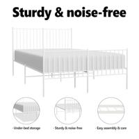 Bedframe met hoofd- en voeteneinde metaal wit 135x190 cm - thumbnail
