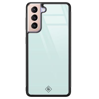 Samsung Galaxy S21 glazen hardcase - Pastel blauw Samsung Galaxy S21 glazen hardcase - Pastel blauw