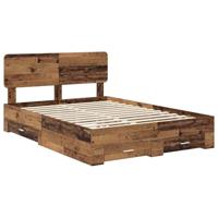 Bedframe met hoofdeinde Oudhout 140 x 190 cm Bewerkt hout - thumbnail