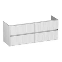 Brauer Adore Wavy - Onderkast - 140 cm - met 4 Softclose Lades Greeploos en 2 Sifon Uitsparingen - Mat Wit - thumbnail