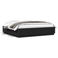 Bedframe massief hout zwart 200x200 cm - thumbnail
