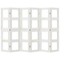 Kamerscherm met 6 panelen massief paulowniahout wit - thumbnail