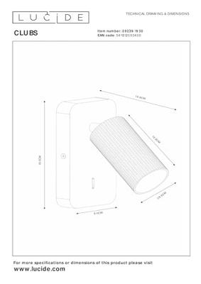 Lucide CLUBS - Bedlamp / Wandlamp - 1xGU10 - Zwart