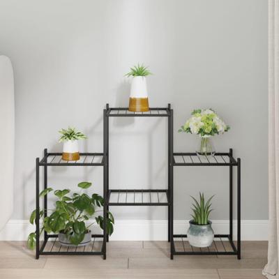 VidaXL Bloemenstandaard 83x25x60 cm ijzer zwart VidaXL Bloemenstandaard 83x25x60 cm ijzer zwart