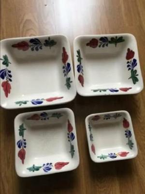 Boerenbont vierkante schalenset set van 4 stuks