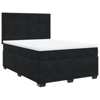 Boxspring met matras fluweel zwart 160x200 cm - thumbnail
