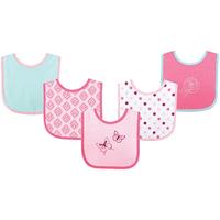 Luvable Friends 5-delige Character Bib met waterdichte rug, roze vlinder - thumbnail