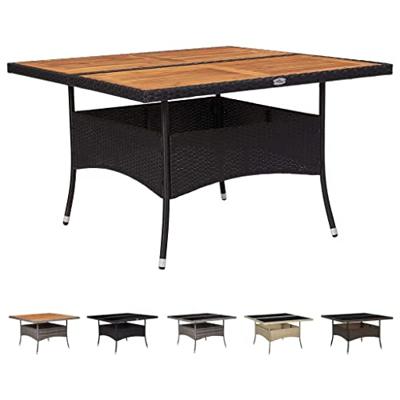Tuintafel poly rattan en massief acaciahout zwart