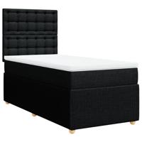 Boxspring met matras stof zwart 90x190 cm - thumbnail