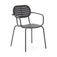 Kave Home Tuinstoel 'Brai' Met armleuning, Staal, kleur Donkergrijs - thumbnail