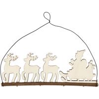 Creativ Company Kerstdecoratie, kerstman met rendier, h: 8 cm, d: 0,5 cm, b: 22 cm, 1 stuk - thumbnail