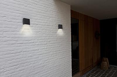 Kleine donkergrijze LED gevelverlichting helder wit 4000k Lutec Gemini XF