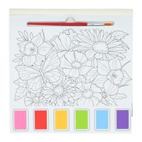 Wins Holland Waterverfkleurblok volwassenen - vlinders en bloemen - incl penseel en 6 kleuren waterverf - thumbnail